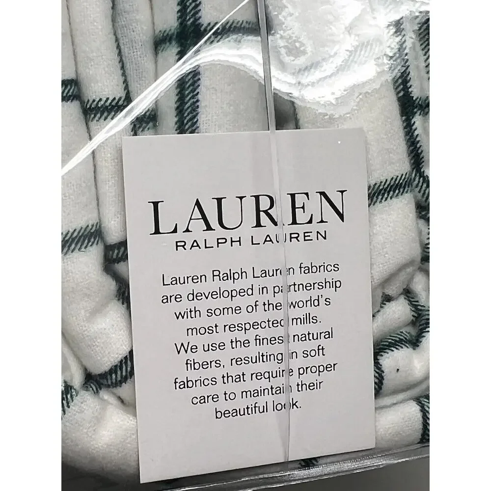 Ralph Lauren Millerton Plaid Flannel Sheet Set King Size Check Green Blue *READ*